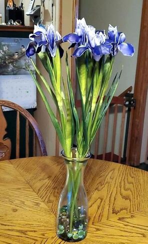 Fermus 6 عبوات من زهرة السوسن الاصطناعية الأرجوانية ذات الملمس الحقيقي وساق طويلة اصطناعية نابضة بالحياة نباتات السوسن السيبيرية ترتيبات زهور ذات مظهر حقيقي لتزيين مكتب المنزل والزفاف (أرجواني) in Kuwait