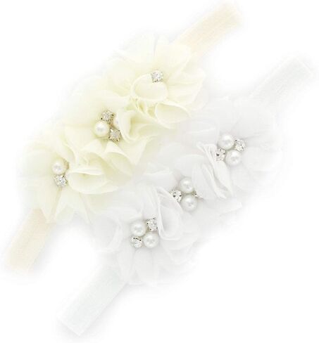عصابات رأس My Lello Flower للرضع - البنات - زوج مطاطي قابل للتمدد من القماش المطرز للأطفال الصغار in Saudi Arabia