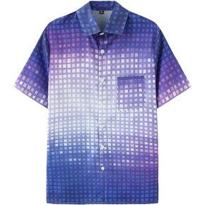 KYKU Men's 70's Disco Shirt Vintage Button Up Shirts Short Sleeve