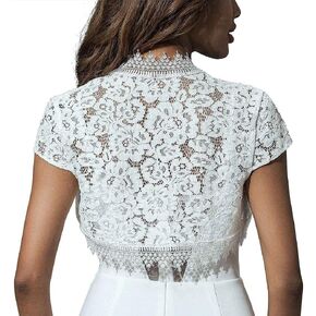 Unicra Evening Lace Bolero Jackets Short Sleeves Party Bride Wedding Dress Shrug Top Bridal Bolero for Women