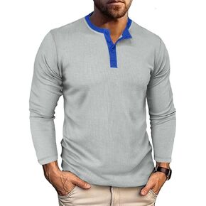 Lexiart Mens Casual Long Sleeve Henley Shirts Fashion Button T Shirts Slim Fit Waffle Shirts