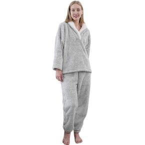 ZBH1985 Women's Coral Fleece Pajamas Flannel Sleepwear Soft Pajamas Set Warm Loungewear 2 Piece Pjs Set…