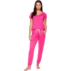 bebe Womens Pajama Set - Short Sleeve Shirt with Jogger Pajama Pants