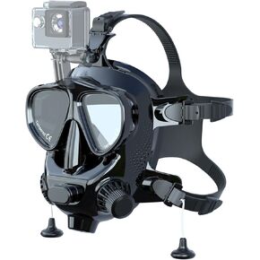 SMACO Full Face Diving Mask with Camera Mount, Full Face Scuba Mask for Adults Compatible with S400/S400 Plus/S400 Pro/S700 Scuba Diving Tank, Diving Mask Kit with Comfortable Breathing Design—Black in Kuwait