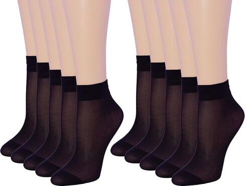 MALVA 10 Pairs Women's Ankle High Sheer Socks, Soft Tight Hosiery with Reinforced Toe Pantyhose Socks for Women in Saudi Arabia