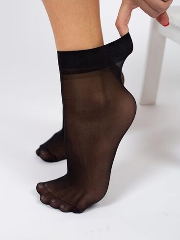 MALVA 10 Pairs Women's Ankle High Sheer Socks, Soft Tight Hosiery with Reinforced Toe Pantyhose Socks for Women in Saudi Arabia