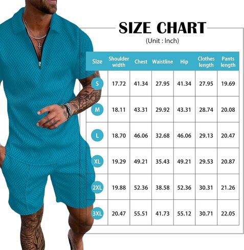 Aulemen Mens 2 Piece Zip Tracksuit Short Sleeve Print Polo Shirt and Shorts Sets Summer Outfits for Men in Kuwait