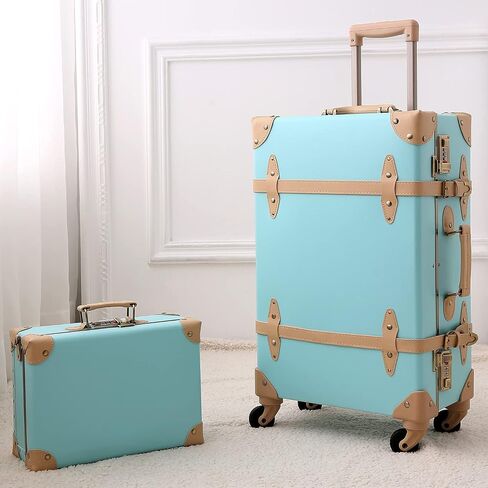 urecity Vintage Luggage Sets of 3 Piece - Hardside Lightweight Spinner Suitcases - Retro Travel Set includes Under Seat Train Case, 26"+20"+12" in Kuwait