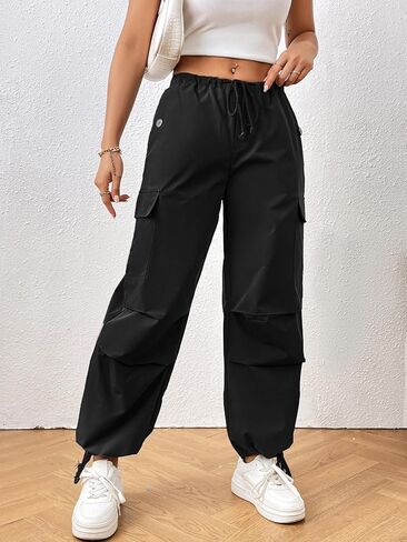 Verdusa Women's Drawstring Waist Side Pocket Joggers Cargo Pants Loose Long Trousers in Kuwait