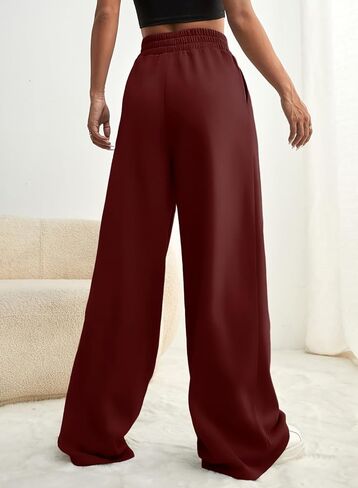 Aleumdr Wide Leg Sweatpants for Women 2025 Trendy Fashion High Waisted Drawstring Loose Long Pants with Pockets in Kuwait