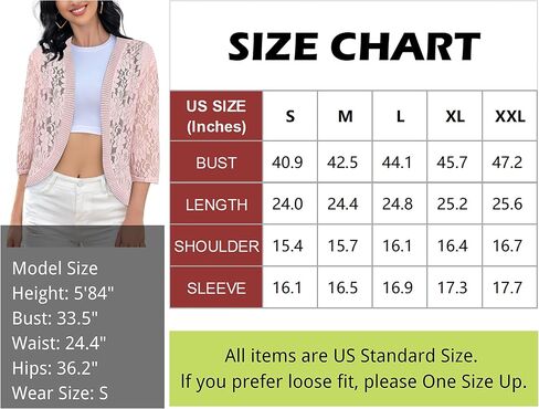 Xunger Women’s 3/4 Sleeve Lace Cardigan Casual Open Front Floral Lace Shrug Summer Cover Up in Kuwait