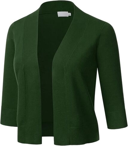 سترة صوفية نسائية كلاسيكية مريحة بأكمام 3/4 من COMFY WORLD مفتوحة من الأمام وناعمة ومتماسكة (S-3XL) in Kuwait