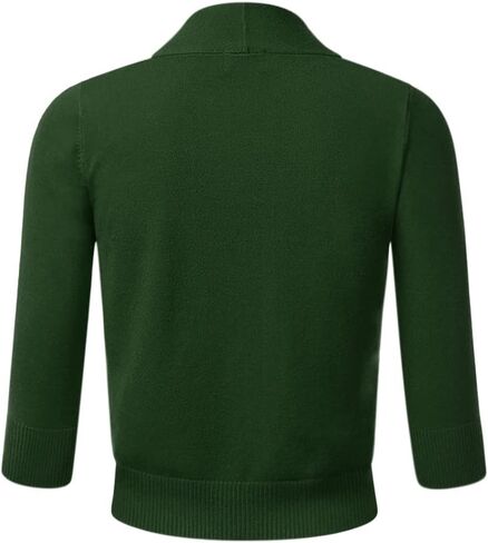 سترة صوفية نسائية كلاسيكية مريحة بأكمام 3/4 من COMFY WORLD مفتوحة من الأمام وناعمة ومتماسكة (S-3XL) in Kuwait