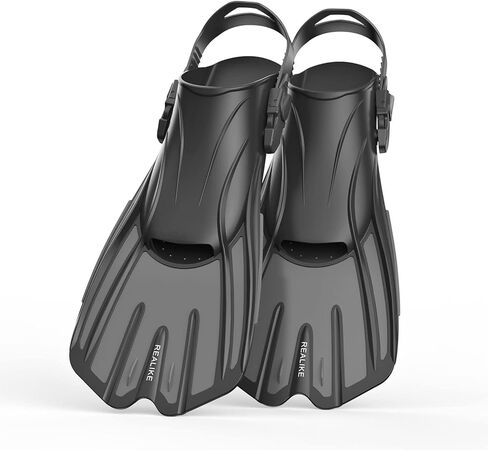 REALIKE زعانف سباحة زعانف للغطس زعانف للغطس للسباحة كعب مفتوح قابل للتعديل قصير حجم السفر زعانف للغطس للكبار الرجال والنساء in Kuwait