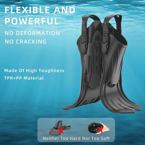 REALIKE زعانف سباحة زعانف للغطس زعانف للغطس للسباحة كعب مفتوح قابل للتعديل قصير حجم السفر زعانف للغطس للكبار الرجال والنساء in Kuwait