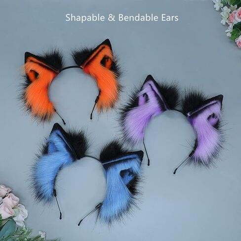 Cosplay Fox Wolf Bear Cat Dog Ears Headband Hairband Hair Hoop Clips in Kuwait