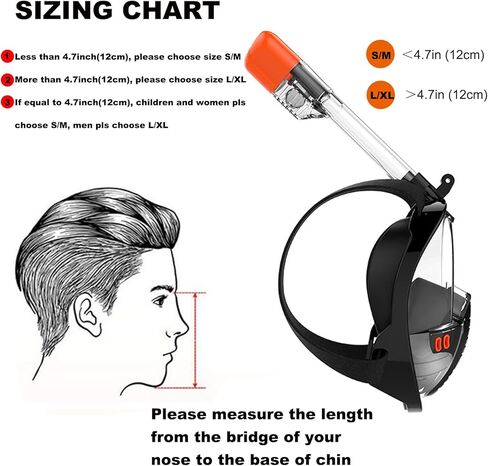 قناع الغطس للأطفال والكبار، قناع الغطس لكامل الوجه للرجال والنساء، مجموعة الغطس القابلة للطي للسباحة، جزء علوي جاف، مضاد للتسرب/مضاد للضباب / رؤية بانورامية 180 درجة in Kuwait