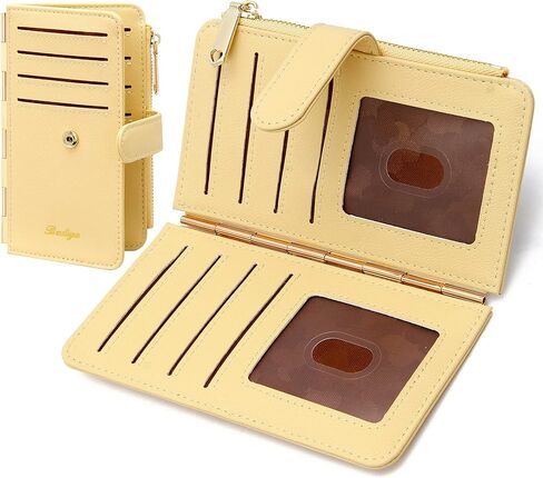 حامل بطاقة الائتمان Badiya للنساء RFID Blocking Slim Wallet Bifold Multi Card Case جيب بسحاب مع 3 نافذة لبطاقة الهوية in Saudi Arabia