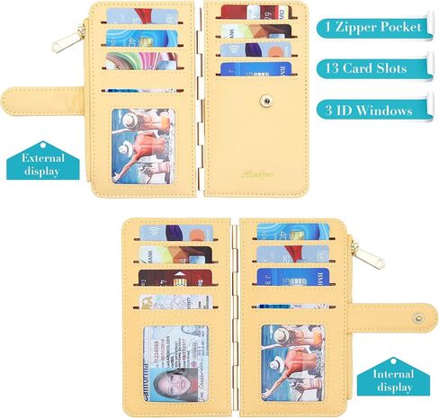حامل بطاقة الائتمان Badiya للنساء RFID Blocking Slim Wallet Bifold Multi Card Case جيب بسحاب مع 3 نافذة لبطاقة الهوية in Saudi Arabia