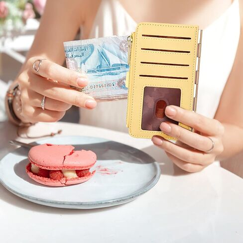 حامل بطاقة الائتمان Badiya للنساء RFID Blocking Slim Wallet Bifold Multi Card Case جيب بسحاب مع 3 نافذة لبطاقة الهوية in Saudi Arabia