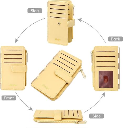 حامل بطاقة الائتمان Badiya للنساء RFID Blocking Slim Wallet Bifold Multi Card Case جيب بسحاب مع 3 نافذة لبطاقة الهوية in Saudi Arabia