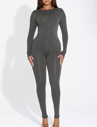 Kaximil Women's Thermal Underwear Fleece Lined Base Layer Long Johns Sets in Kuwait