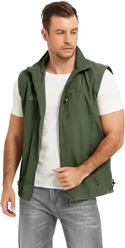 Flygo Mens Summer Lightweight Outdoor Vest Casual Utility Travel Work Fishing Hiking Photo Vest with Pockets in Kuwait