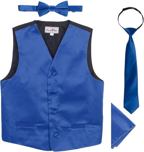 OLIVIA KOO 4 Piece Baby and Big Boys' Formal Suit Vest Set with Bowtie and Tie (Size 3T to 16) in Kuwait