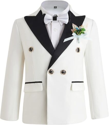 Boys Suits Toddler Tuxedo Double Breasted Formal Suit Set Kids Wedding Outfit in Kuwait