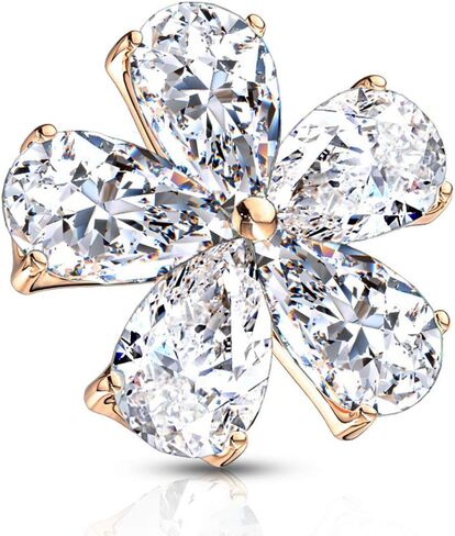 FIFTH CUE 14G Five Pear CZ Flower 316L فولاذ جراحي داخليًا ملولب جلدي مرساة علوية in Kuwait