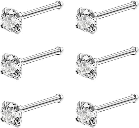 6ixGosh 6pcs 20g ترصيع الأنف الأسود روز الذهب حلقات الأنف الفولاذ المقاوم للصدأ L على شكل المفتاح الأنف الدائري ترصيع للنساء الرجال حلقات الأنف الصغيرة لطيف مسمار 3mm تشيكوسلوفاكيا الأنف ثقب المجوهرات in Kuwait