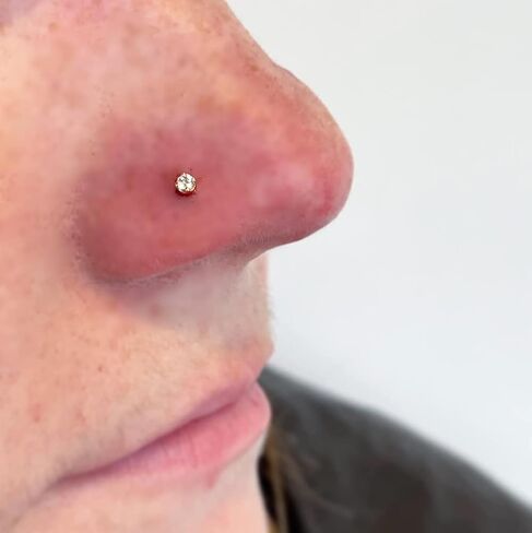 6ixGosh 6pcs 20g Nose Studs Black Rose Gold Nose Rings Stainless Steel L Shaped Corkscrew Nose Ring Studs for Women Men Small Cute Nose Rings Stud 3mm Cz Nostril Piercing Jewelry in Kuwait