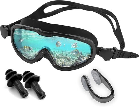 SPORWLIK قناع الغوص والغطس مع مشابك الأنف وسدادات الأذن، قناع الغطس للبالغين، قناع الغطس الاحترافي 180 درجة رؤية بانورامية مضادة للضباب والأشعة فوق البنفسجية ومضادة للتسرب مناسبة للسباحة للبالغين in Kuwait