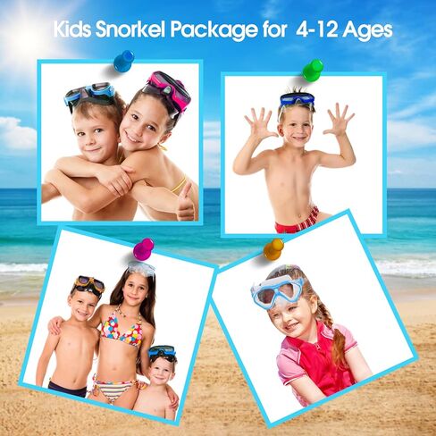 مجموعة قناع الغطس للأطفال من Qoqooice، قناع الغطس البانورامي + أنبوب التنفس العلوي الجاف + زعانف سباحة قابلة للتعديل + حقيبة معدات الغطس، مناسبة للأعمار من 5 إلى 12 عامًا in Kuwait