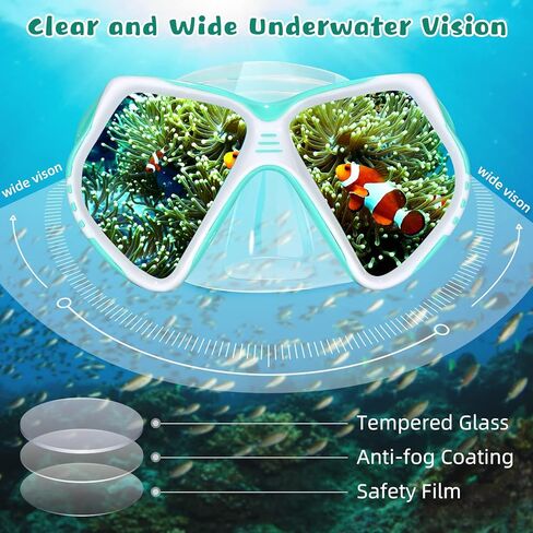 مجموعة Seago Kids Snorkel للأعمار من 6 إلى 14 عامًا قناع السباحة والغطس المضاد للضباب والغطس العلوي الجاف للأولاد والبنات والمراهقين in Kuwait