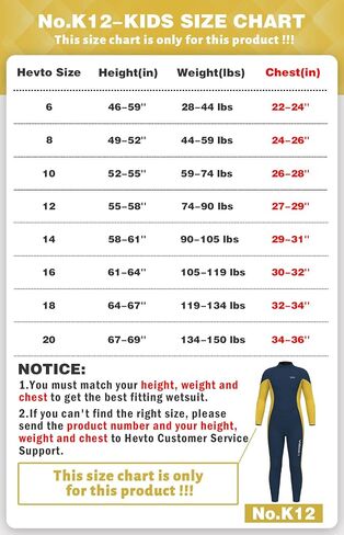 بدلة غطس للأطفال من Hevto للأولاد والبنات والشباب 3/2 مم من النيوبرين بدلة غطس كاملة وقصيرة للسباحة والغطس سوب وركوب الأمواج والغوص in Kuwait