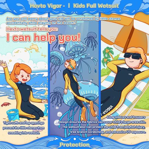 بدلة غطس للأطفال من Hevto للأولاد والبنات والشباب 3/2 مم من النيوبرين بدلة غطس كاملة وقصيرة للسباحة والغطس سوب وركوب الأمواج والغوص in Kuwait