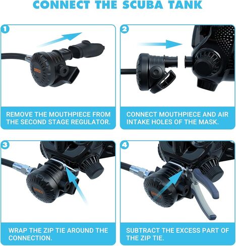 سماكو قناع غوص لكامل الوجه مع حامل كاميرا، قناع غوص لكامل الوجه للبالغين متوافق مع خزان الغوص S400/S400 بلس/S400 برو/S700، قناع غوص بتصميم مريح للتنفس - اسود in Kuwait