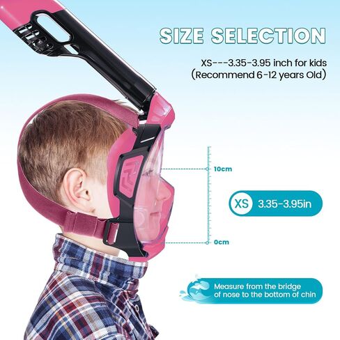 Jwintee Kids Full Face Snorkel Mask, Kids Snorkeling Set Gear with Camera Mount, Dry Top Anti-Leak Anti-Fog, 180 Degree Panoramic View in Saudi Arabia