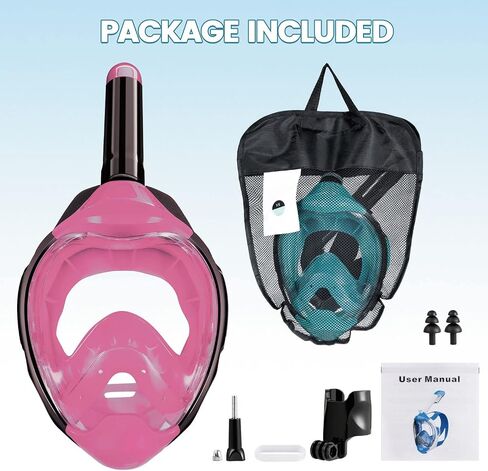 Jwintee Kids Full Face Snorkel Mask, Kids Snorkeling Set Gear with Camera Mount, Dry Top Anti-Leak Anti-Fog, 180 Degree Panoramic View in Saudi Arabia