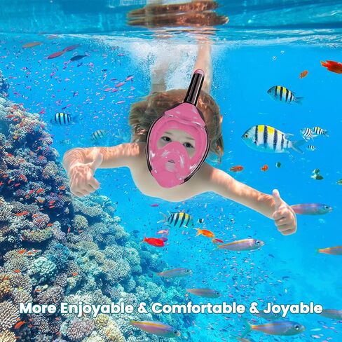 Jwintee Kids Full Face Snorkel Mask, Kids Snorkeling Set Gear with Camera Mount, Dry Top Anti-Leak Anti-Fog, 180 Degree Panoramic View in Saudi Arabia