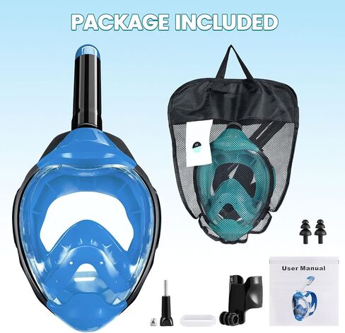 Jwintee Kids Full Face Snorkel Mask, Kids Snorkeling Set Gear with Camera Mount, Dry Top Anti-Leak Anti-Fog, 180 Degree Panoramic View in Saudi Arabia