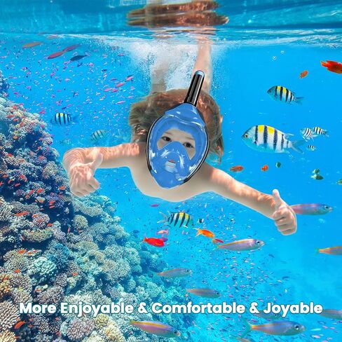 Jwintee Kids Full Face Snorkel Mask, Kids Snorkeling Set Gear with Camera Mount, Dry Top Anti-Leak Anti-Fog, 180 Degree Panoramic View in Saudi Arabia