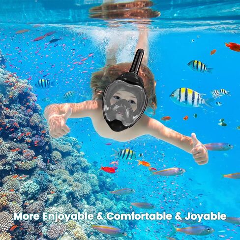 Jwintee Kids Full Face Snorkel Mask, Kids Snorkeling Set Gear with Camera Mount, Dry Top Anti-Leak Anti-Fog, 180 Degree Panoramic View in Saudi Arabia
