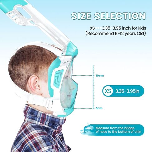 Jwintee Kids Full Face Snorkel Mask, Kids Snorkeling Set Gear with Camera Mount, Dry Top Anti-Leak Anti-Fog, 180 Degree Panoramic View in Saudi Arabia