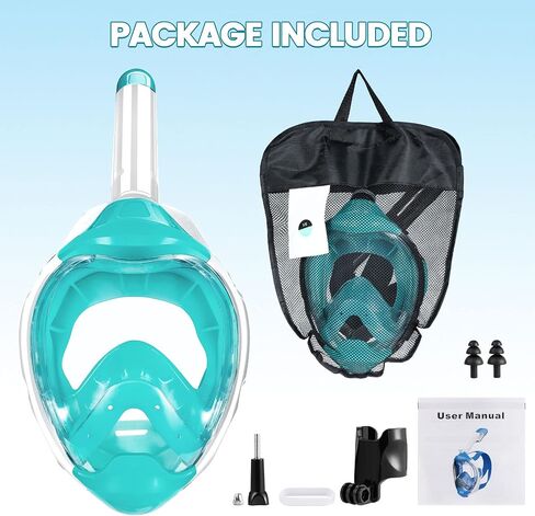 Jwintee Kids Full Face Snorkel Mask, Kids Snorkeling Set Gear with Camera Mount, Dry Top Anti-Leak Anti-Fog, 180 Degree Panoramic View in Saudi Arabia