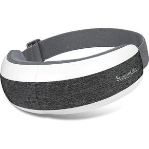 SereneLife Stress Therapy Electric Eye Massager, Vibration Massage Eye Relief, Wireless Digital Mask Machine w/Soothing Music and Relaxing Heat Compress, Built-in Battery & Adjustable Elastic Band in Saudi Arabia