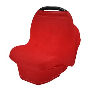 Moudou Red Solid Color Baby Car Seat Cover, Soft Stretchy Infant Carseat Canopy Cover Newborn Nursing Breastfeeding Cover for Stroller, High Chair, Shopping Cart