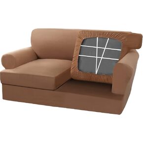 H.VERSAILTEX Sofa Cover 2 Piece T Cushion Armchair Slipcovers Couch Cover for 1 Cushion Couch Non Slip Super Stretch Soft Washable Furniture Protector with 1 Individual T Cushion Covers, Ivory in Kuwait