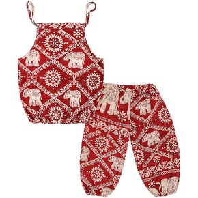 Rysly Baby Girls Boho Elephant Tops Harem Pants 2 Piece Outfits
